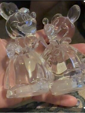 Lenox Clear Crystal Mickey and Minnie Figurine Pair